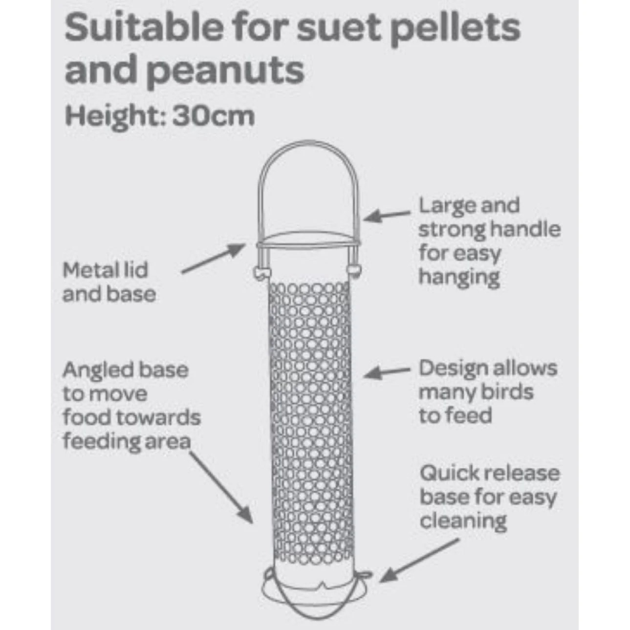 Peckish 60053039 All Weather Suet and Peanut Metal Bird Feeder, Silver, Large - Image 5